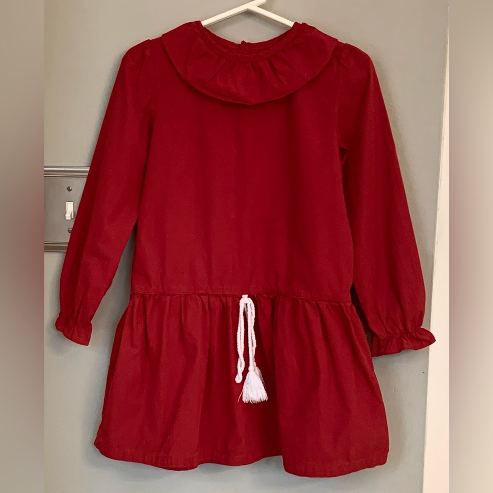 Lila and Hayes LS Dress Girl’s 5 XS/S Red Boutique Ruffle Rope Tie Tassels - Picture 2 of 6
